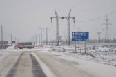 Power lines leading to the combined Russian-separatist stronghold of Donetsk in eastern Ukraine.