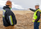 Gov. Gianforte, left, talks with chief engineer Clint Mortensen (Photo-Michael Cast)