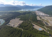 An aerial view of the LNG Canada site in Kitimat, British Columbia, Canada.
