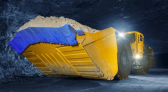 Epiroc Scooptram underground loader equipped with the Wearpact GET edge lip feature.