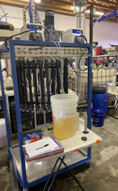 The benchtop Direct Lithium Extraction (DLE) setup in the independent laboratory in Salt Lake City