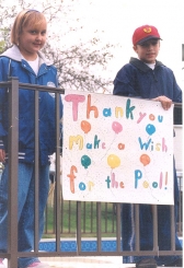 At 9 years old, Meghan received her wish for a swimming pool. She is now a young adult attending college.