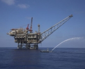 In this Sept. 2, 2015 photo, a rig is seen in the Tamar natural gas field in the Mediterranean Sea, off the coast of Israel.