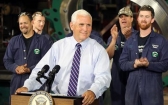 Vice President Mike Pence speaking at Industrial Weldors and Machinists in west Duluth on Wednesday. (photo: Brian Halliday)