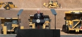 Vice President Mike Pence talks to employees of Caterpillar during a visit to the Tinaja Hills Demonstration and Learning Center