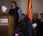 US Congressman Grijalva speaks at a press conference on Saturday.
